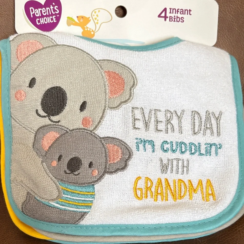 Parent's Choice 4 pack Infant Bibs with Koala Design